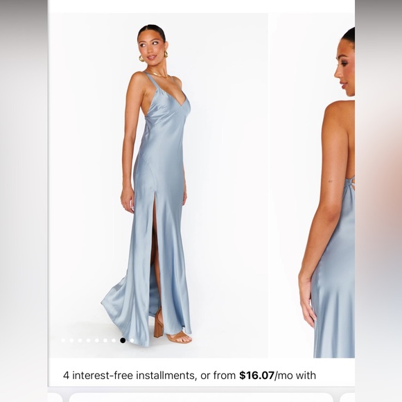 Show Me Your MuMu Anderson Maxi Dress - Steel Blue Luxe Satin - Picture 5 of 9